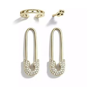 Safety Pin Earrings set in gold